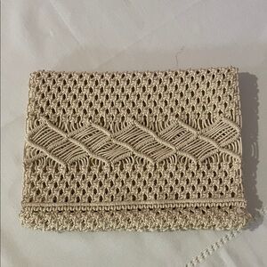 Elegant Cream Woven  macrame Clutch 70’s